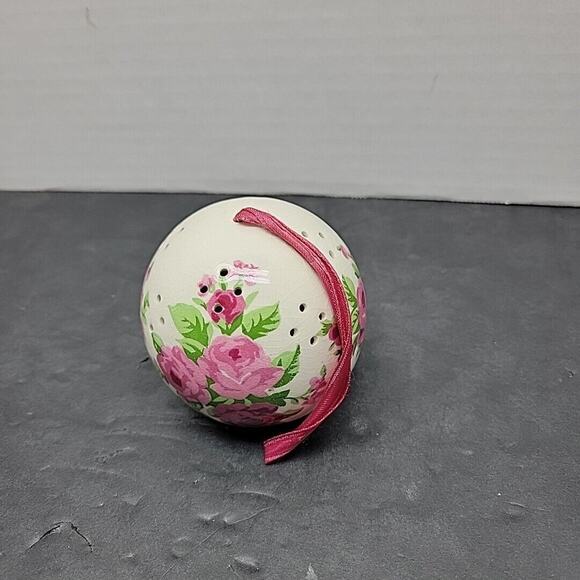 Vintage Andre Richard Sentomander Pomander Ornament Pink Floral Ball Ceramic - Picture 1 of 10
